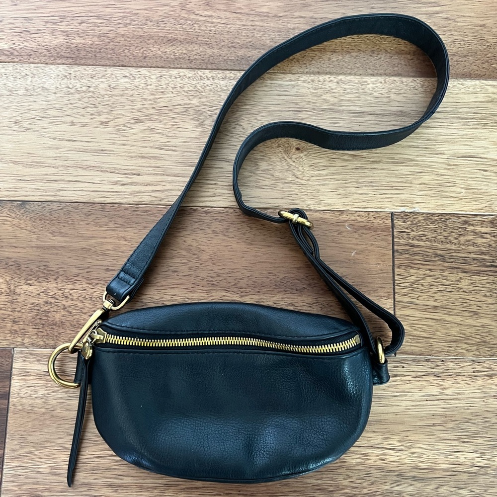 HOBO Black Crossbody Bag with Gold Accents